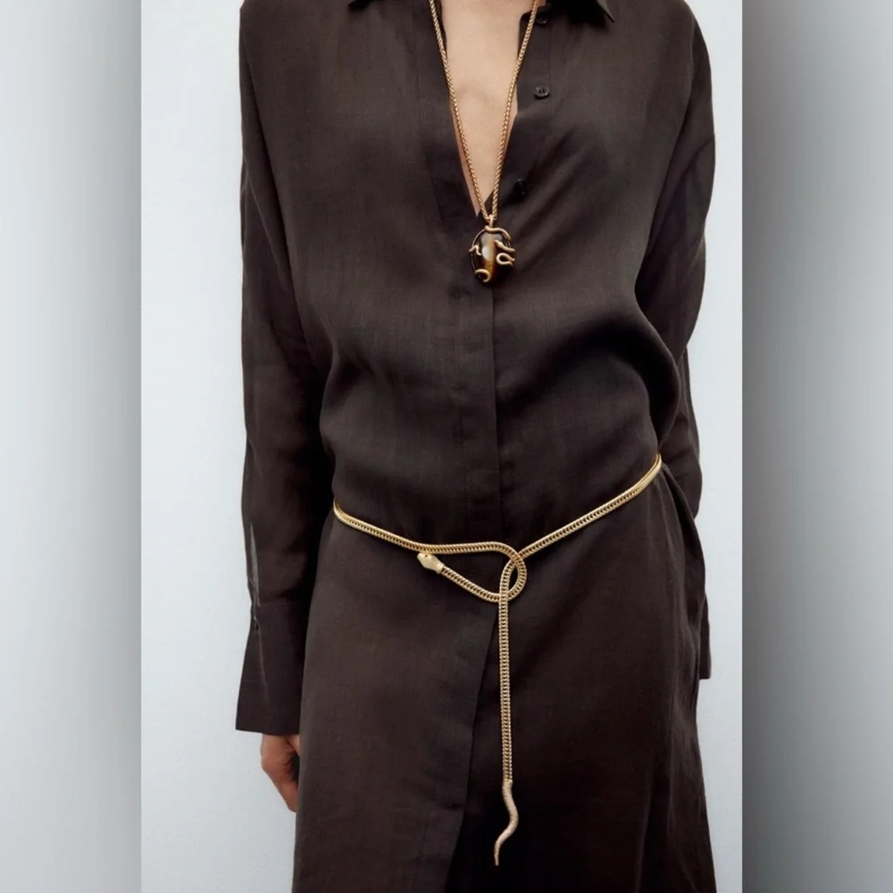 ZARA Size 32 METAL SNAKE BELT NWT - Picture 5 of 8